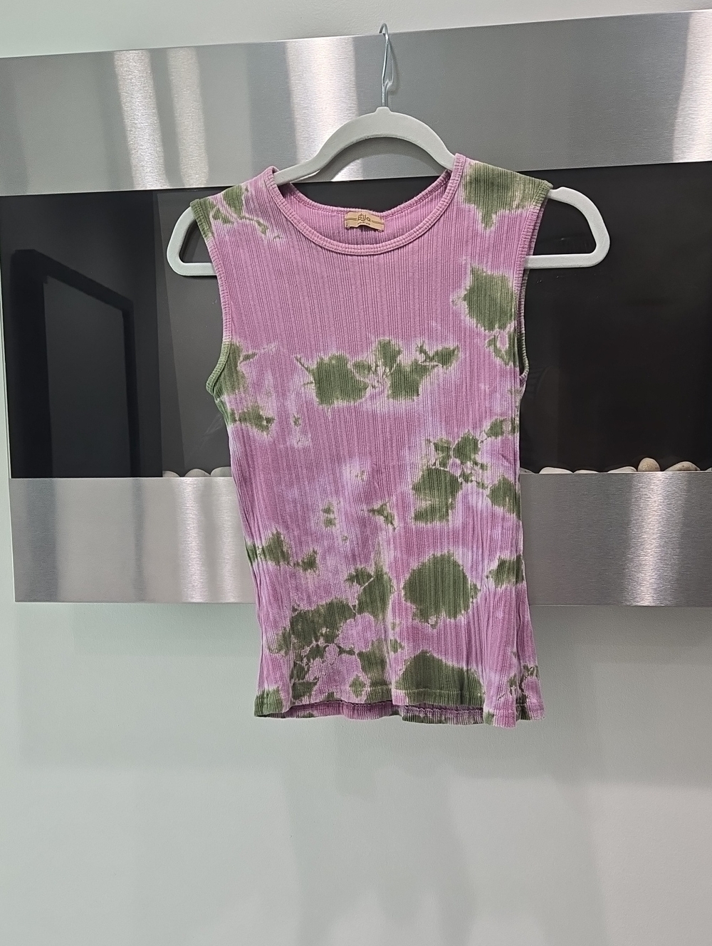 Tie-Dye Ribbed Sleeveless Tank - Pink & Olive
